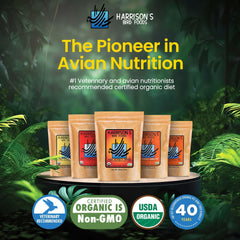 Harrison's High Potency Pepper parakeet bowl features a balanced grain-and-legume formula for all life stages.