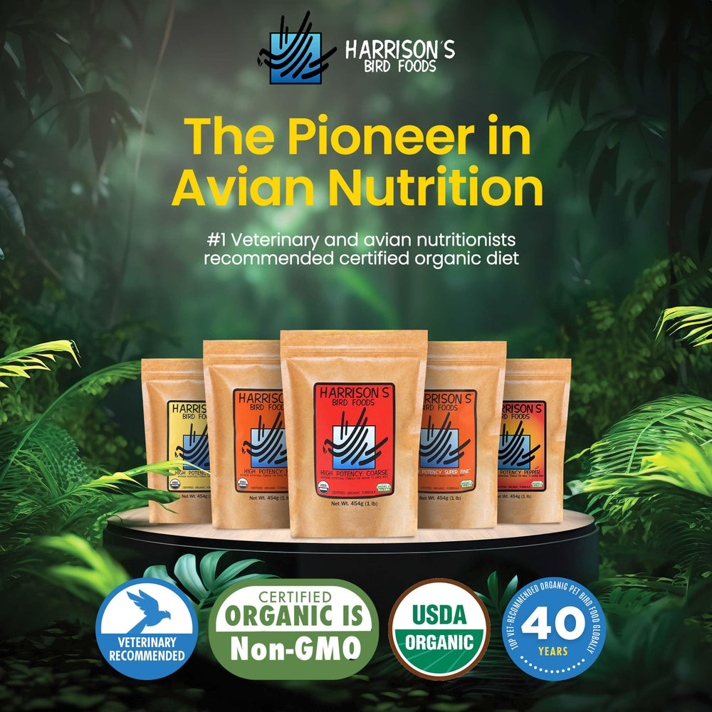 Harrison's omega-3 and omega-6 balanced fats visible in mixture; supports vitality.