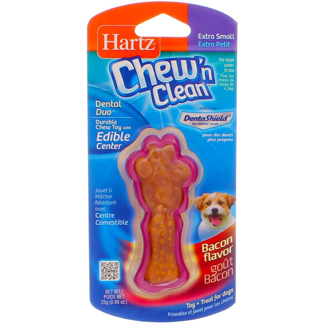 Hartz Chew N Clean Dental Duo extra-small bacon packaging for tiny dogs.