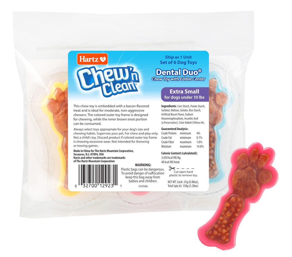 Hartz Chew 'n Clean Dental Duo toy for mild chewers with durable outer shell.