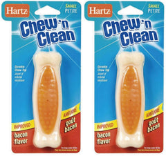 Hartz Chew'n Clean Tuff Bone bacon-flavored small dog toy close-up bone shape for durable chewing and scent appeal