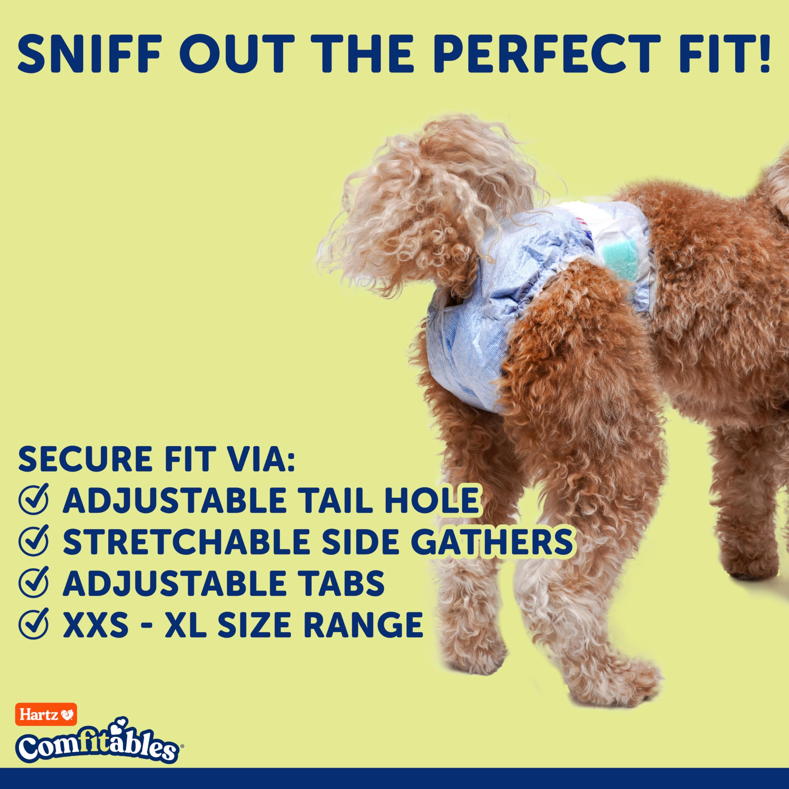 Hartz Comfitables absorbent core quickly traps moisture for dry moments