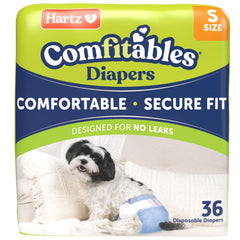 Hartz Comfitables denim design diaper offers secure, comfortable fit for dogs.