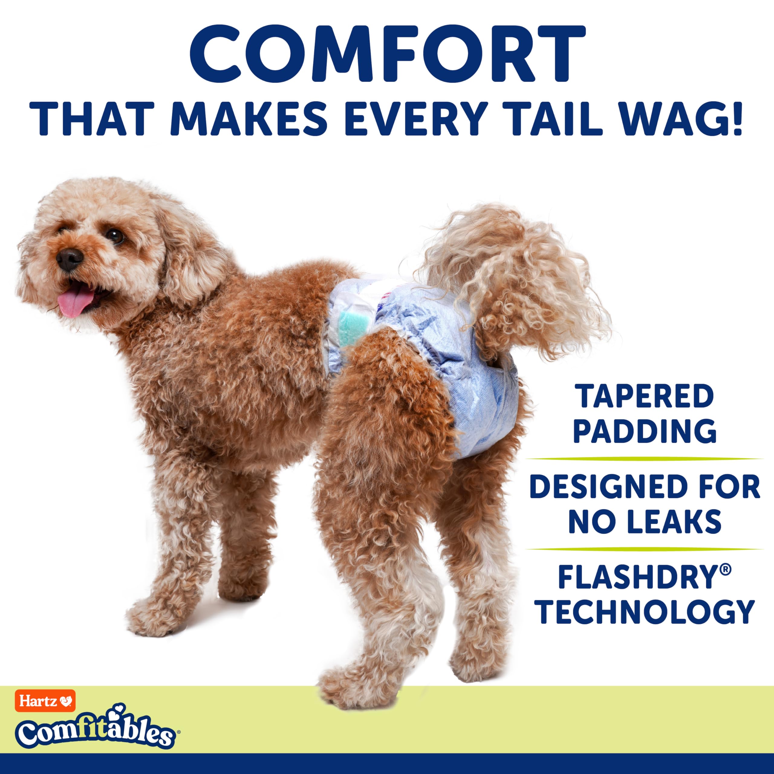 Hartz Comfitables denim design diapers for stylish, comfortable protection