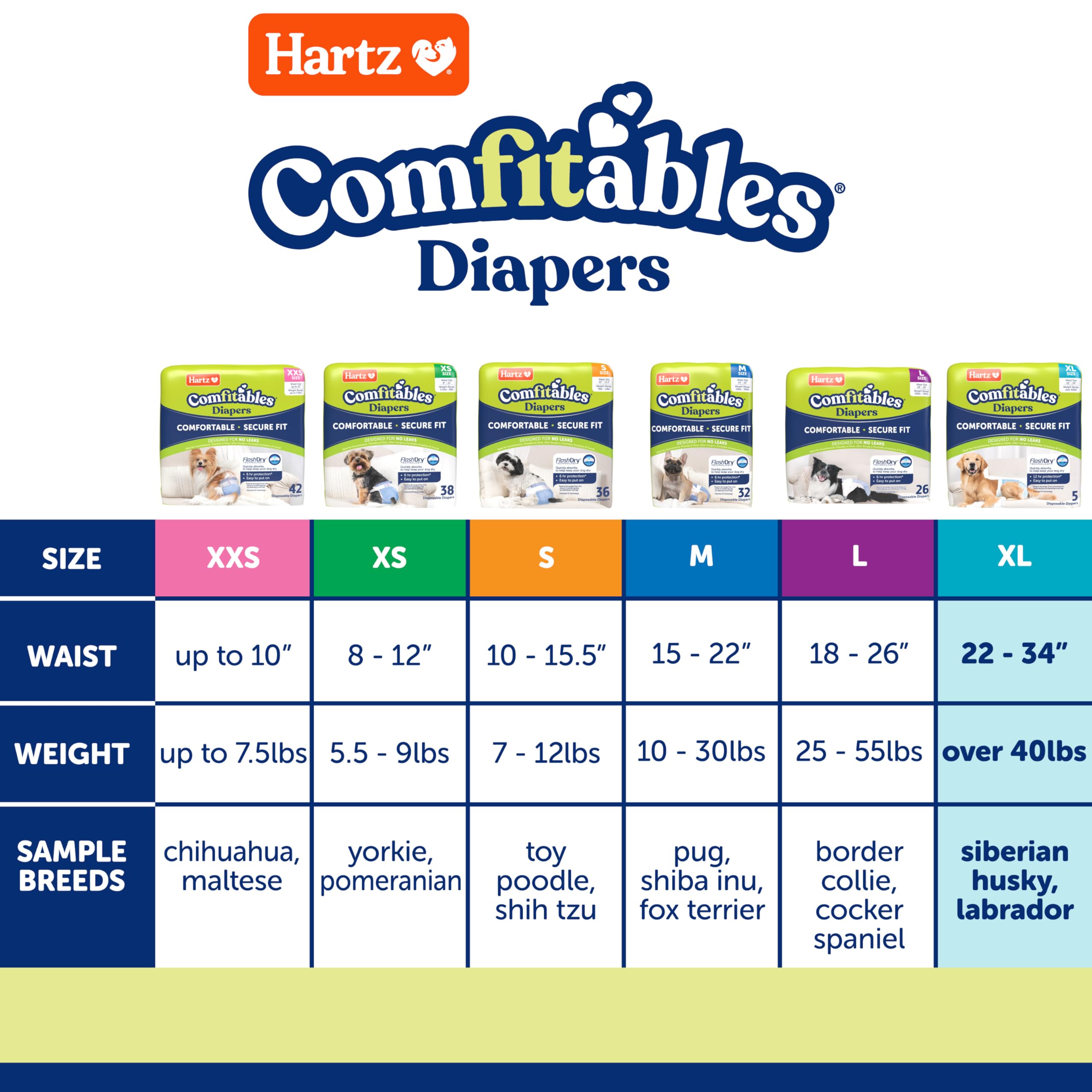 Hartz Comfitables stretchy elastic waist enhances movement and comfort.