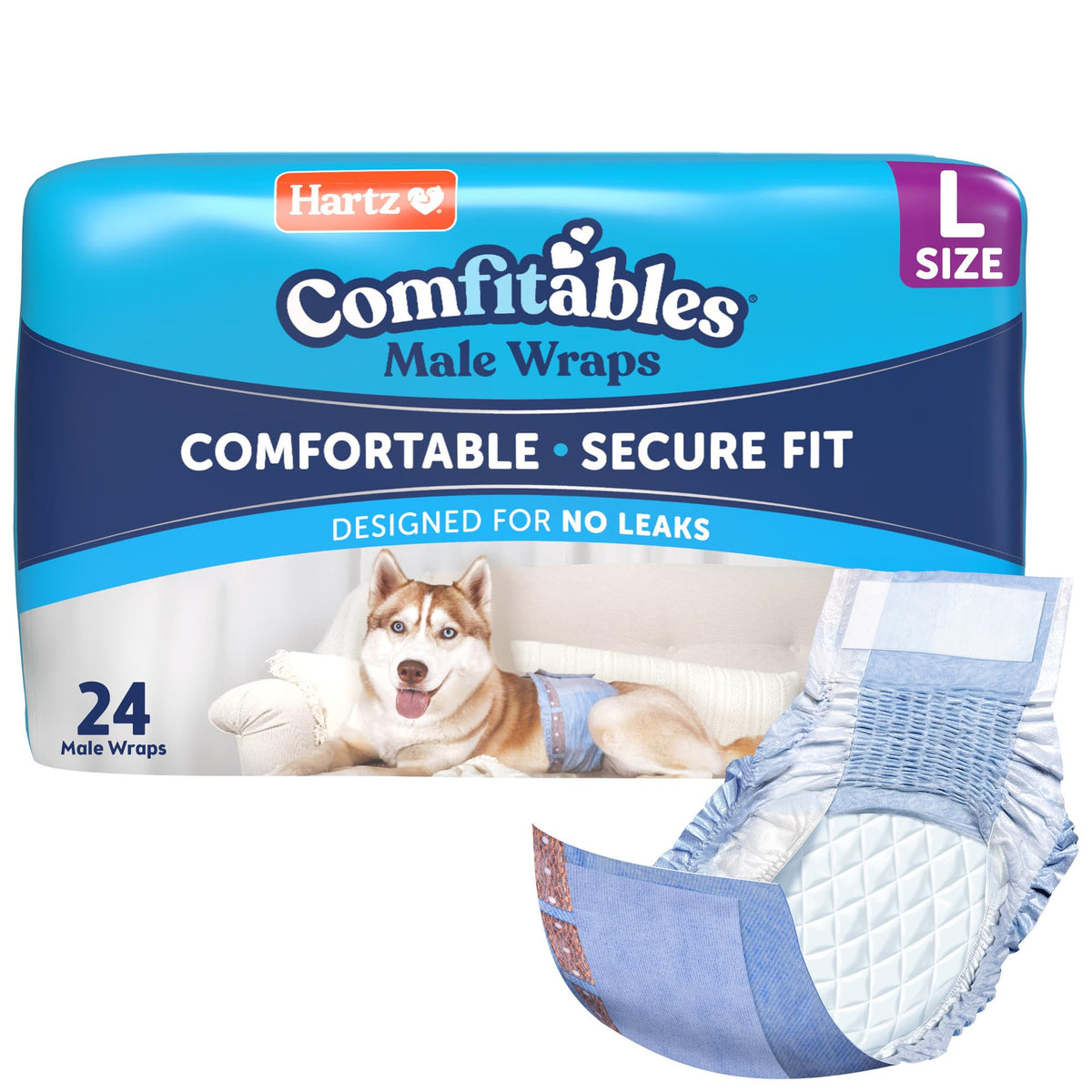 Hartz Comfitables stretchy waistband for an active dog.