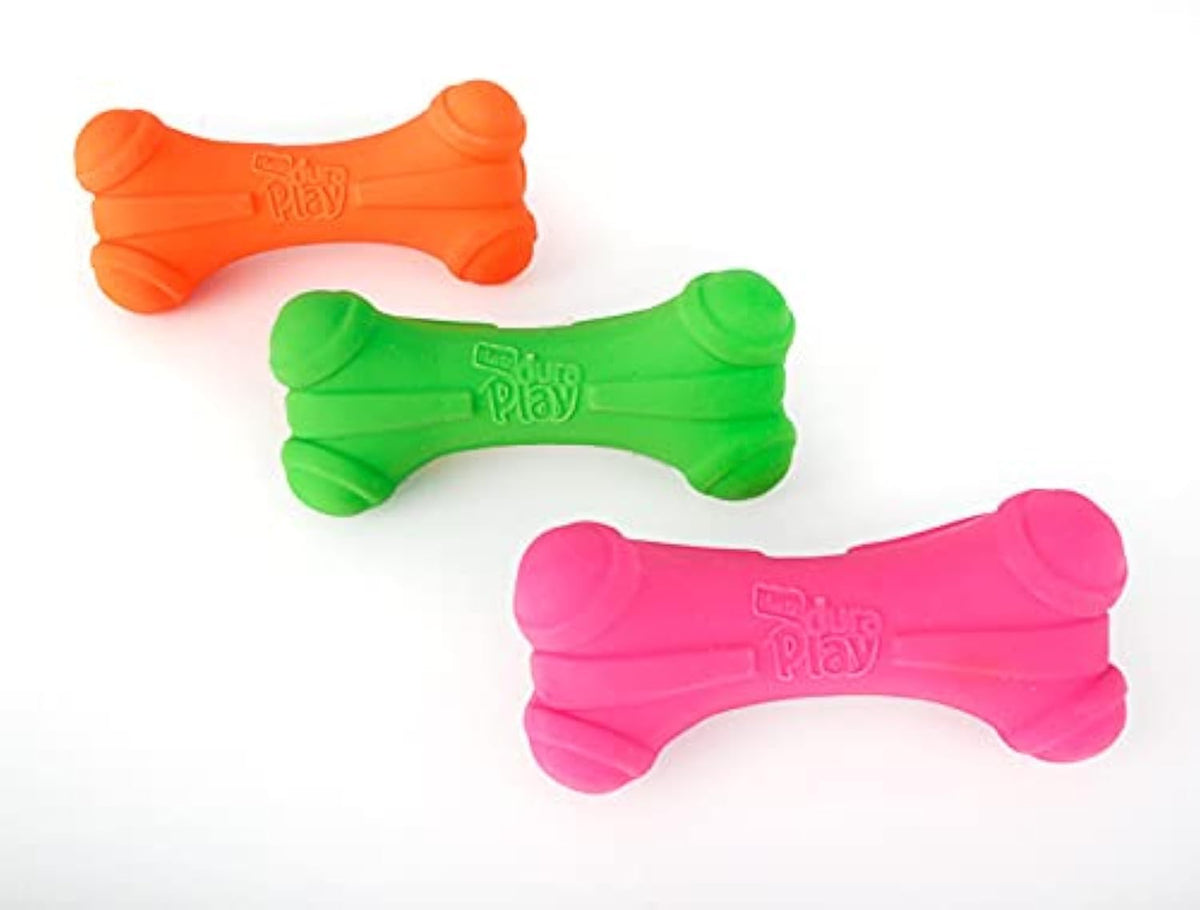 Hartz DuraPlay bone squeaky toy demonstrates durable fetch action