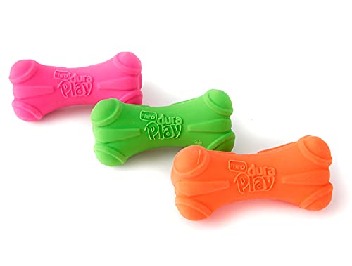 Hartz DuraPlay bone toy with squeaker for fetch and chew.