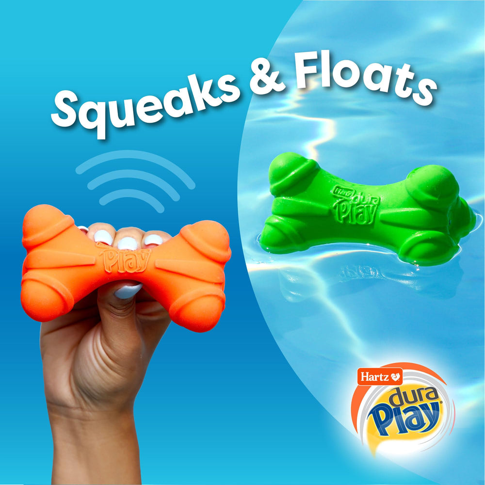 Hartz DuraPlay dumbbell toy squeaker for chewing and games.