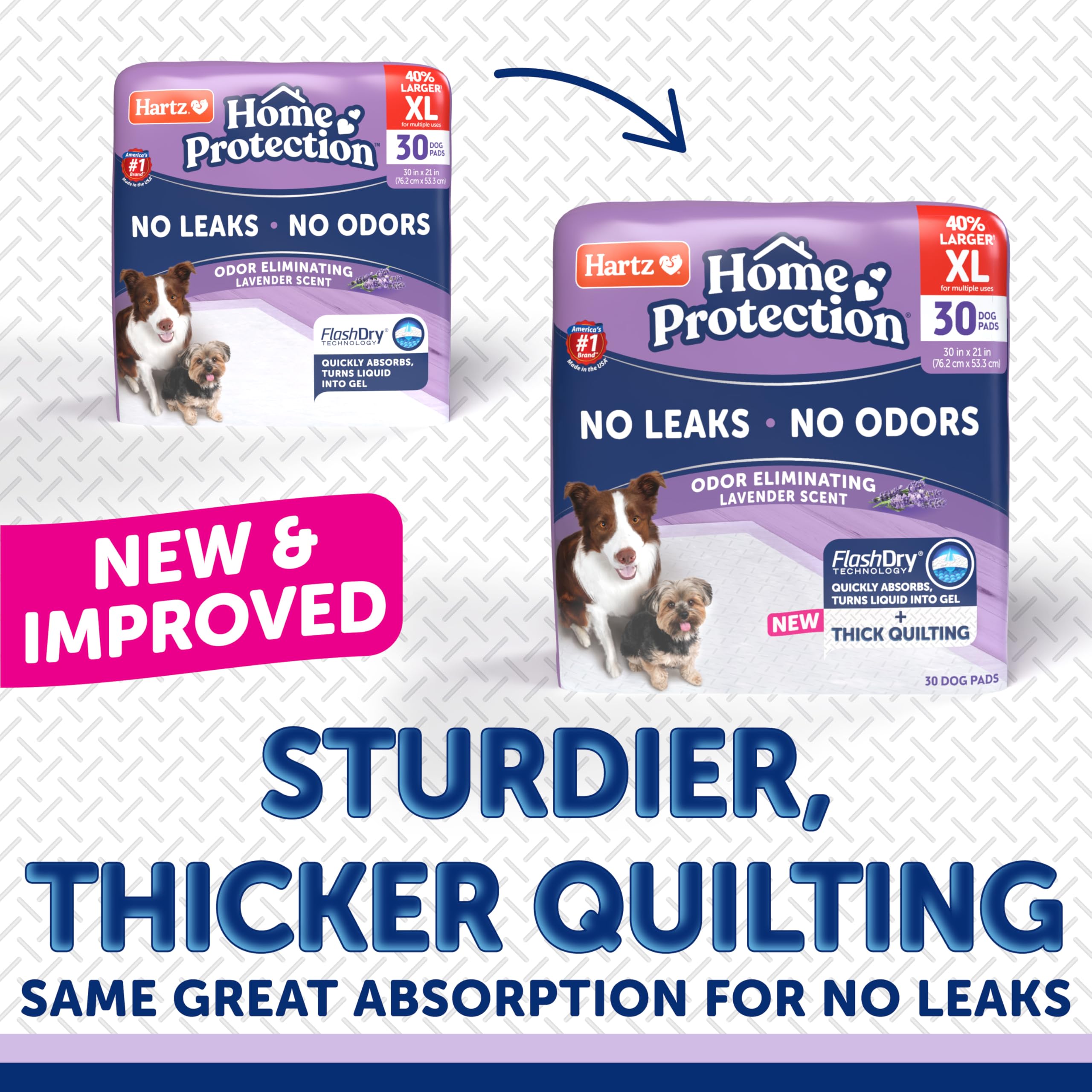 Hartz Home Protection pads reveal 6-layer absorption for quick liquid containment.
