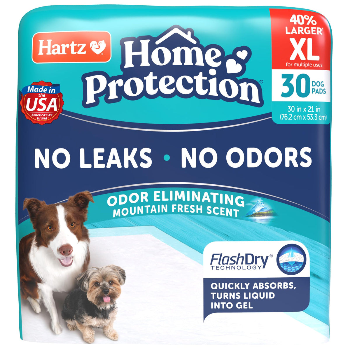 Hartz Home Protection pad top view showing thick surface for quick absorption and clean floors