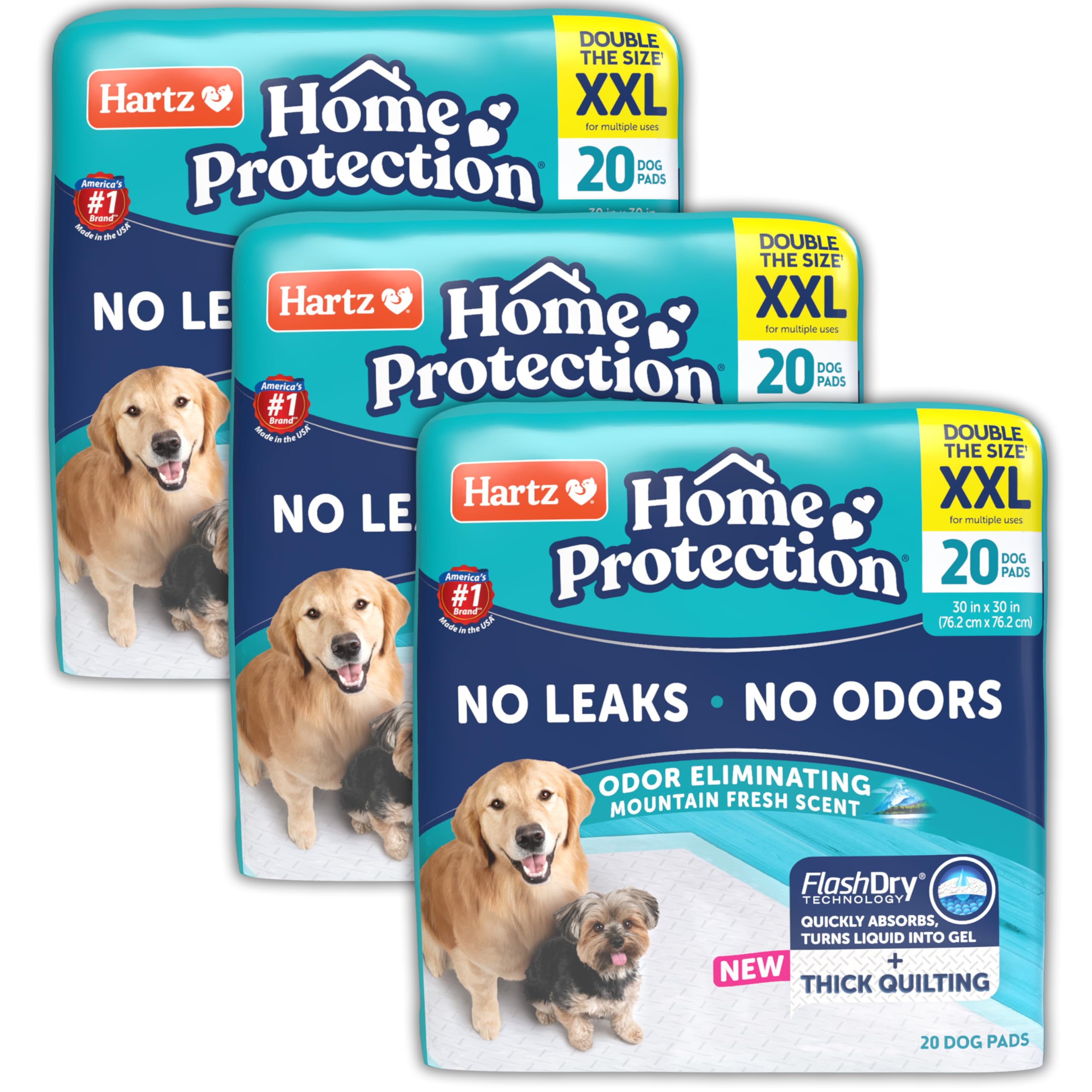 Hartz Home Protection XXL pad top view shows generous size for mess containment.