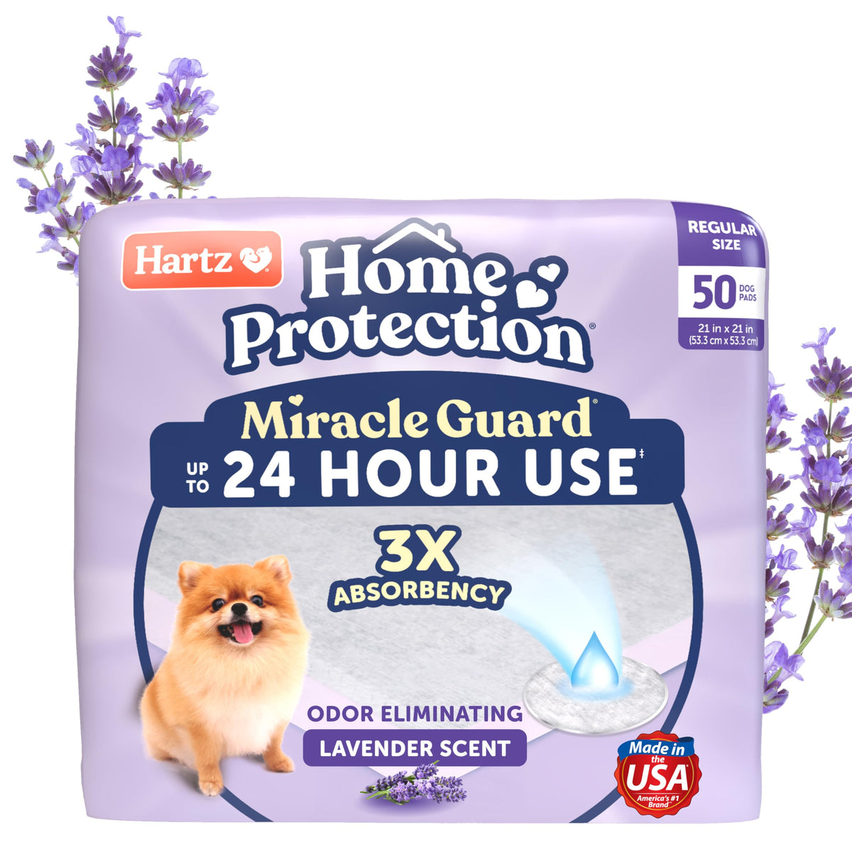 Hartz Miracle Guard pad shows 3x absorbency for longer use.