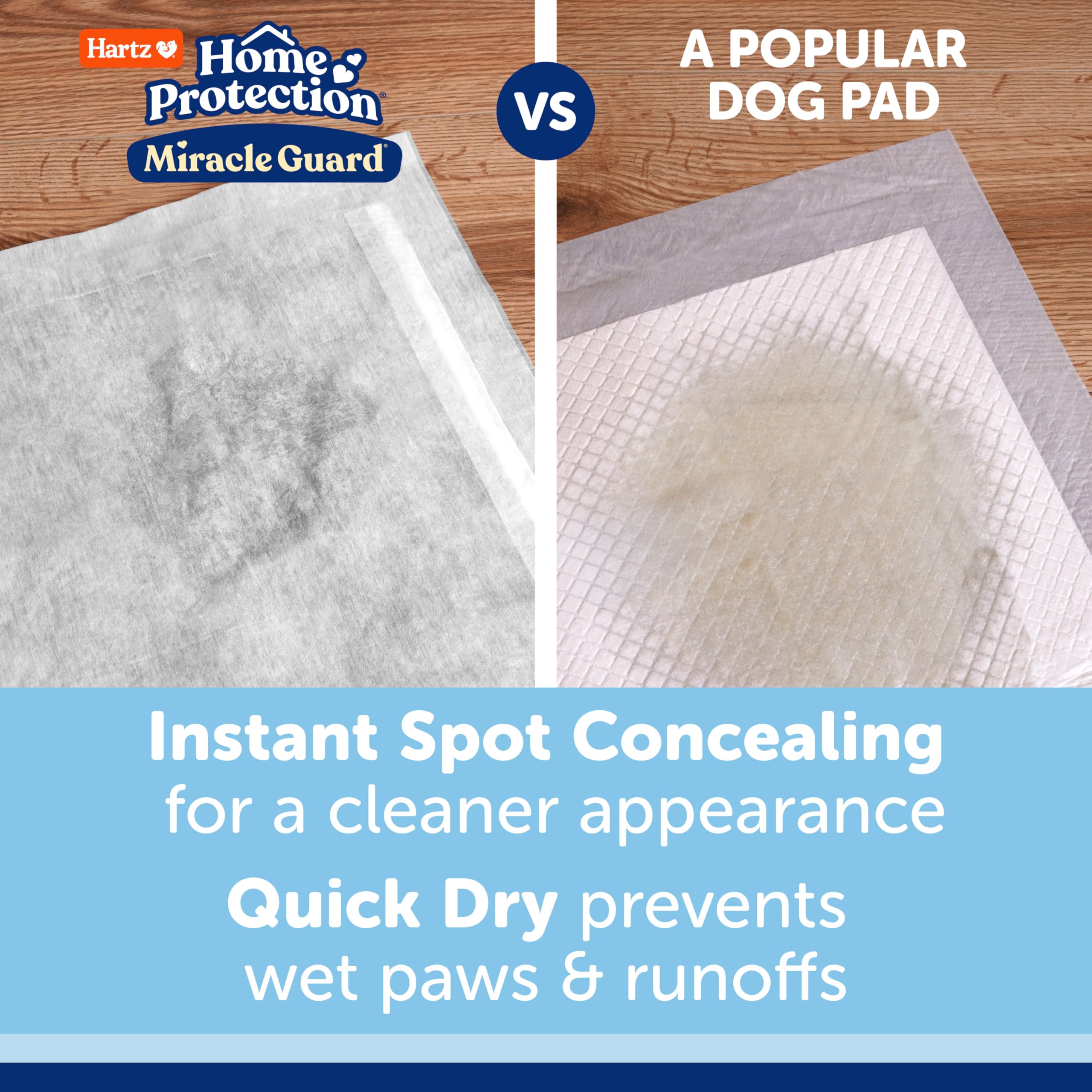 Hartz Miracle Guard rapid-dry surface reduces wet paw tracking.