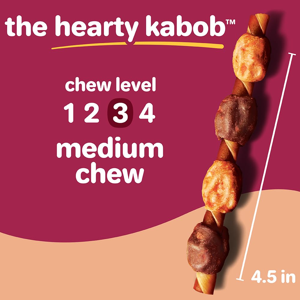 Dental-friendly Hartz Oinkies Hearty Kabobs support chewing and dental care
