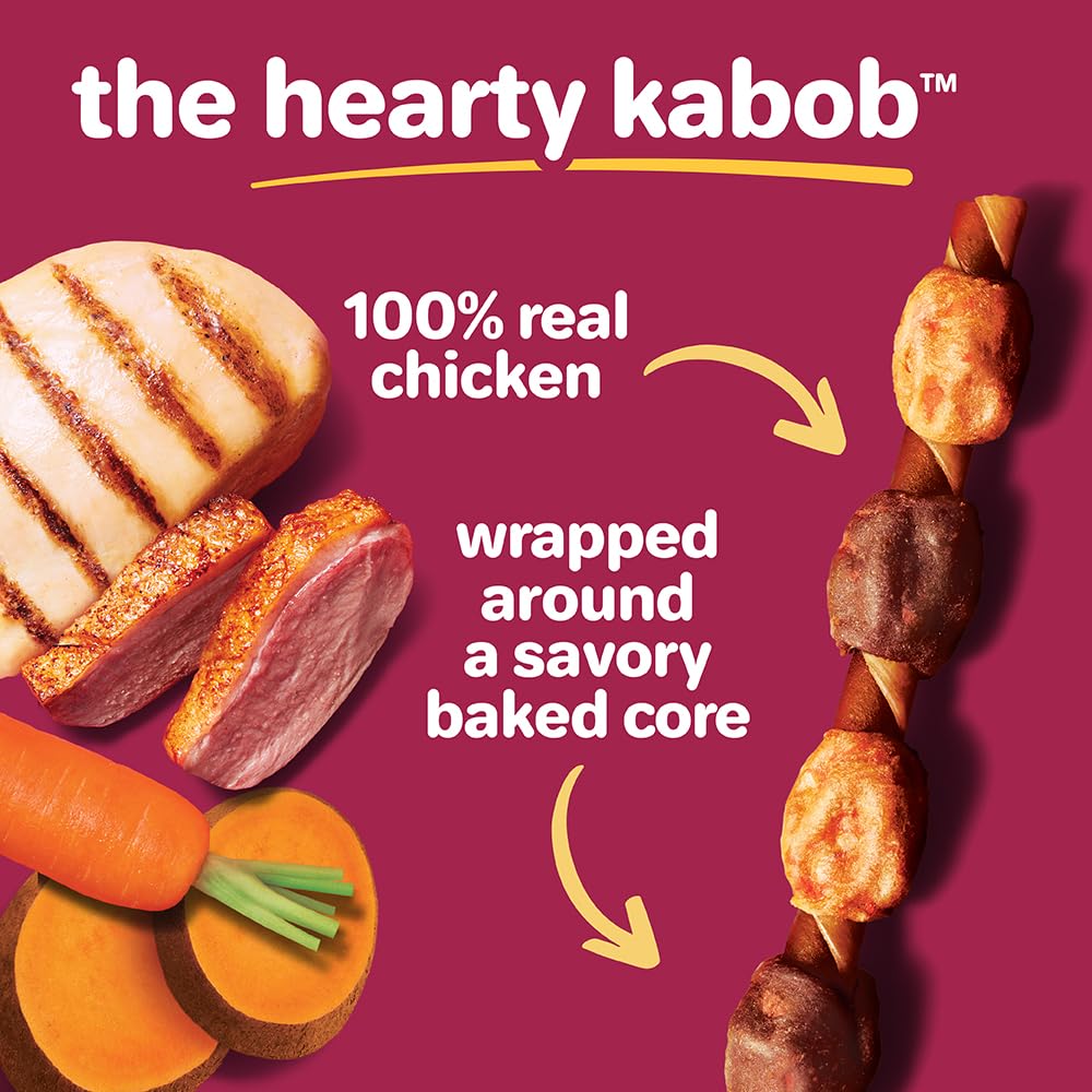 Layered pork twist core with sweet potato in Hartz Oinkies Hearty Kabobs