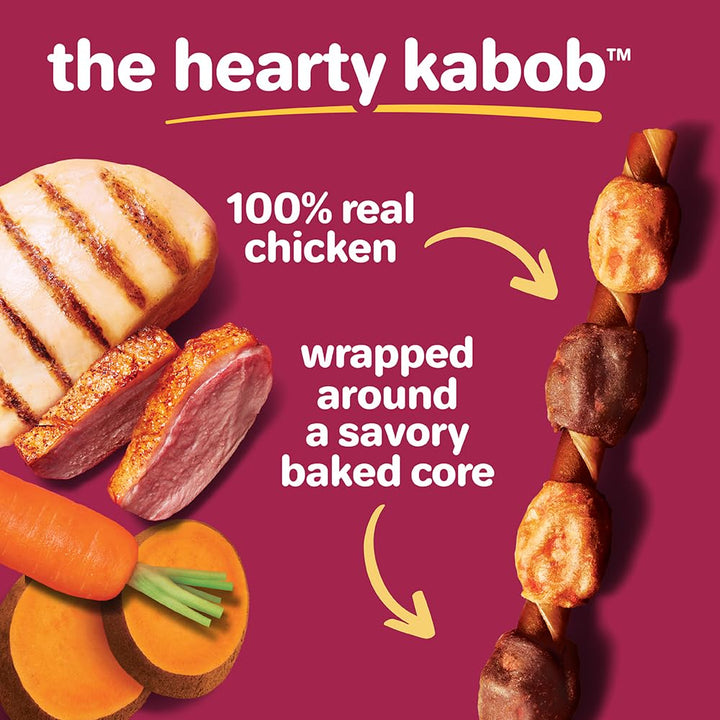 Layered pork twist core with sweet potato in Hartz Oinkies Hearty Kabobs