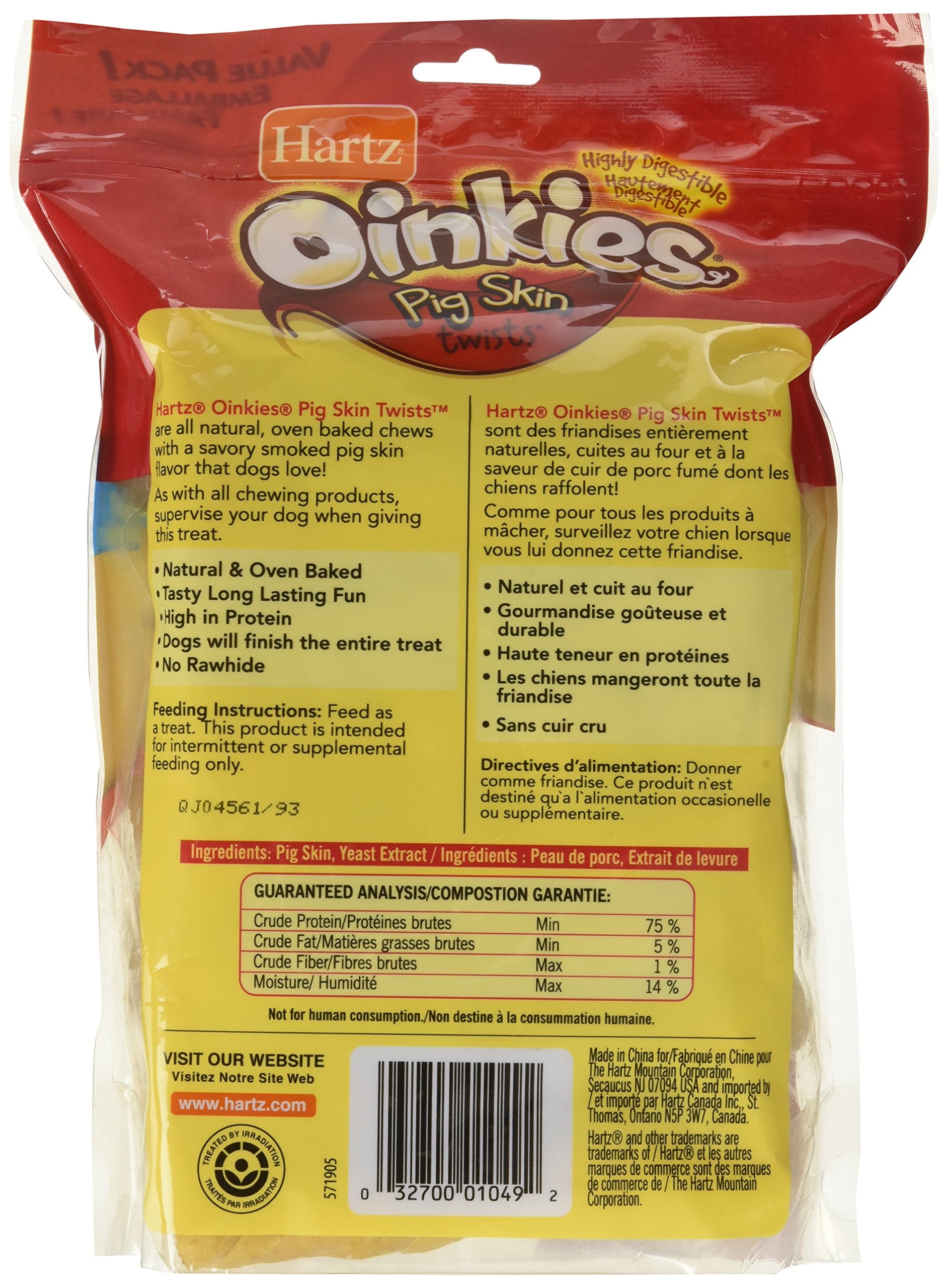 Hartz Oinkies pig skin twists for dogs – long-lasting chew that satisfies chewing instinct