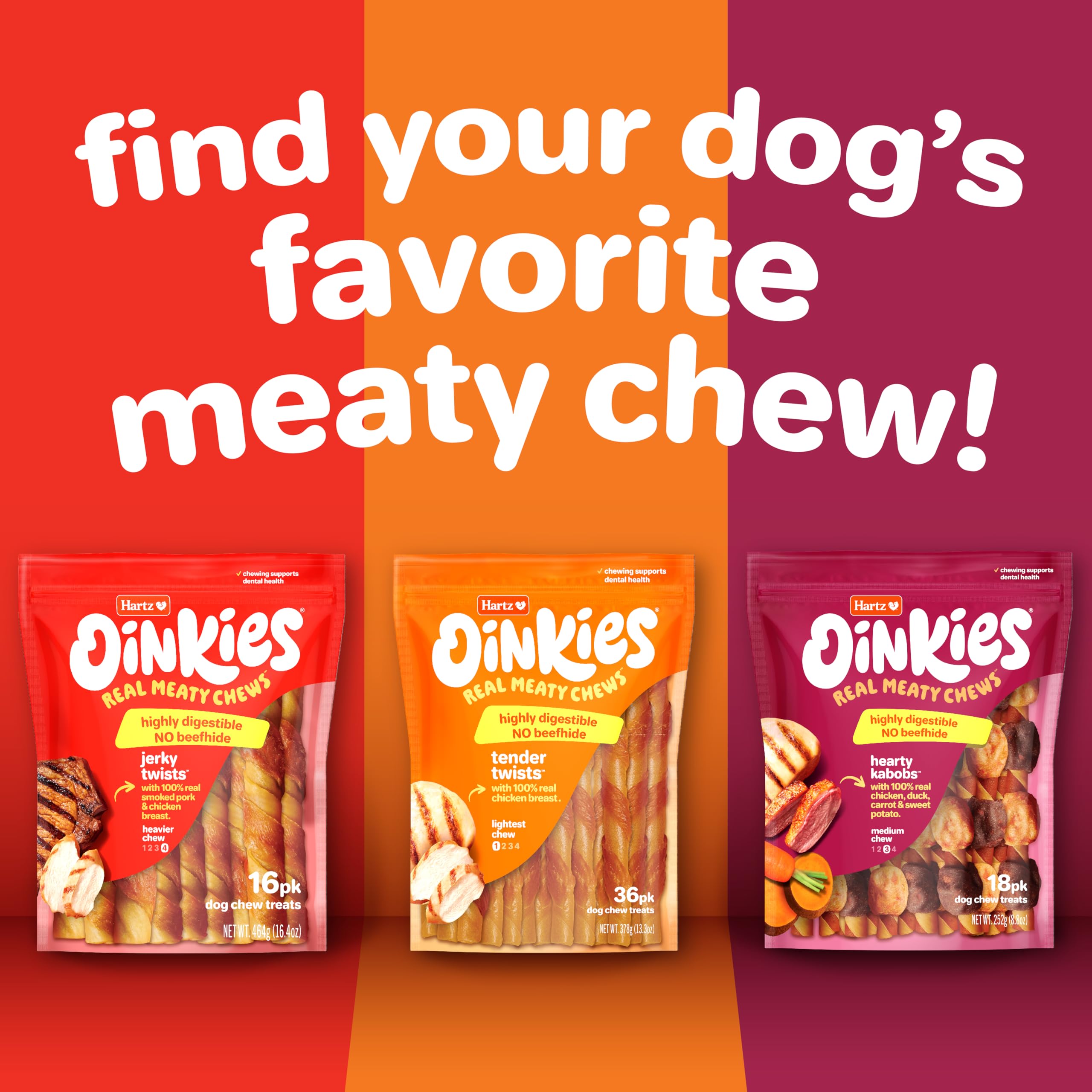 Hartz Oinkies smoked twists 40-count bag ready for daily use and long-lasting chews.