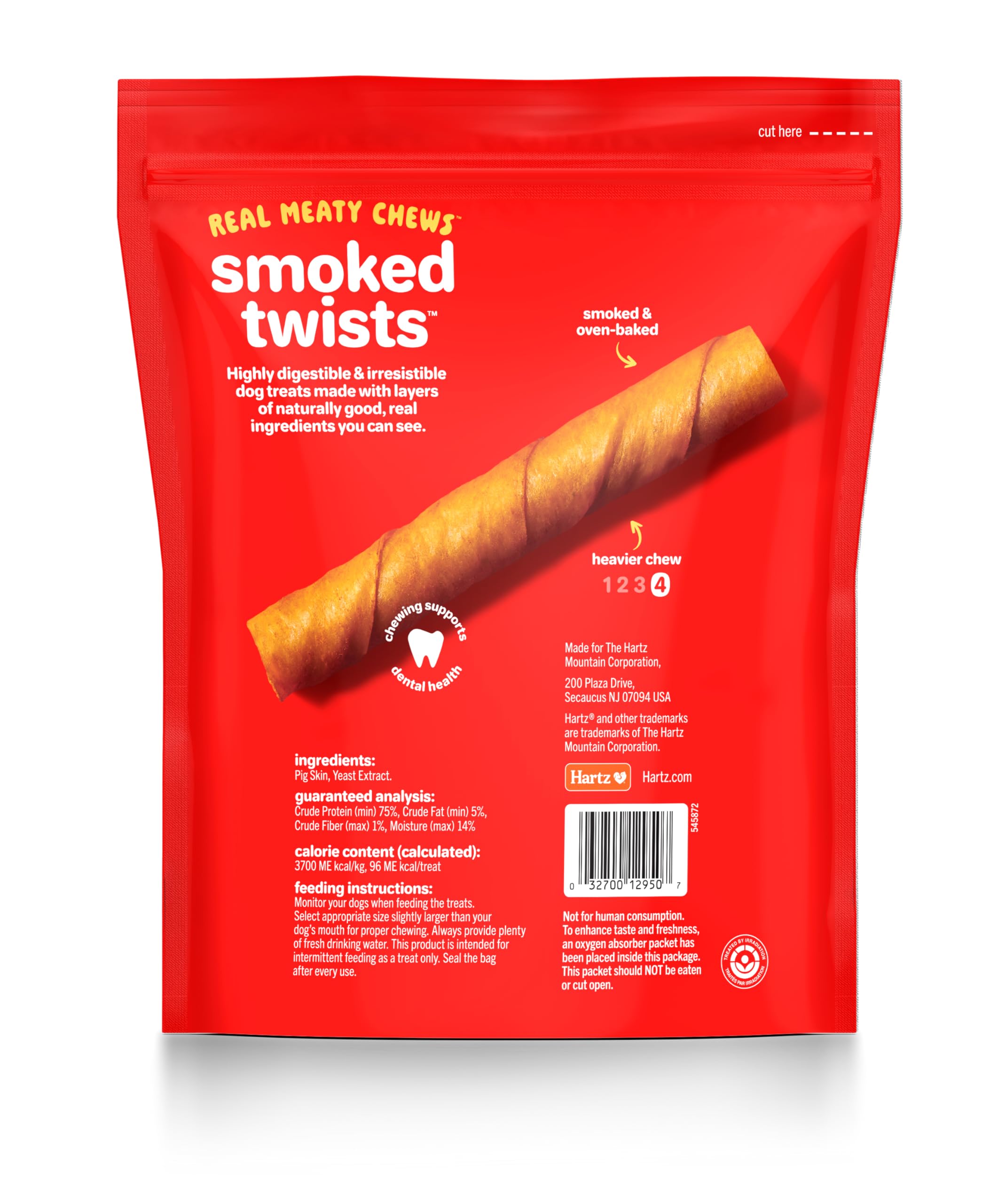 Hartz Oinkies smoked twists closeup of the twisted chews and chewy texture.