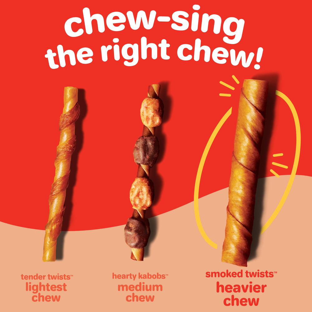 Hartz Oinkies smoked twists dental benefit note indicating potential plaque reduction during chewing.