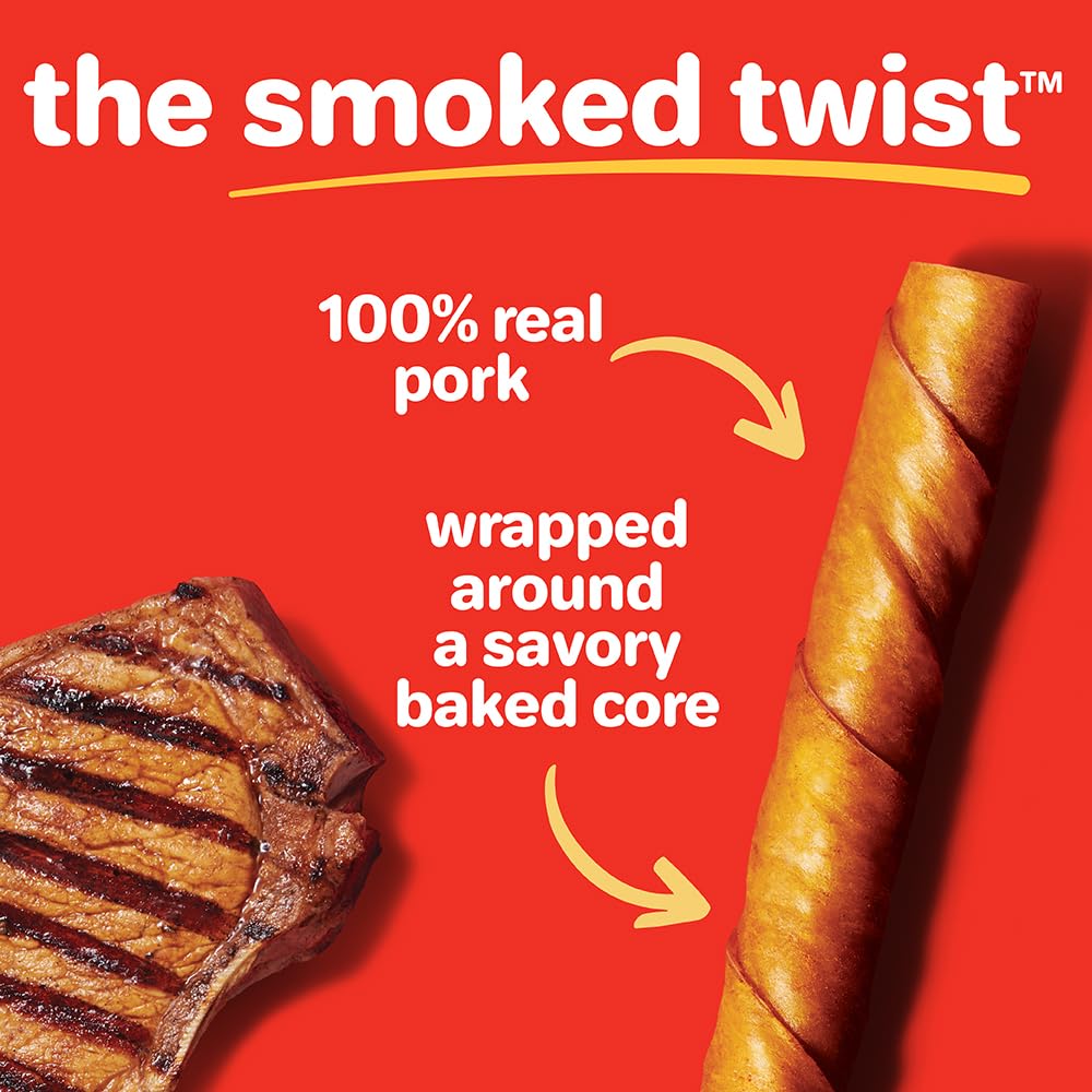 Hartz Oinkies smoked twists texture detail highlighting the interwoven porkskin strands.