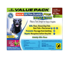 Hartz UltraGuard Pro bottle and label showing flea and tick protection.
