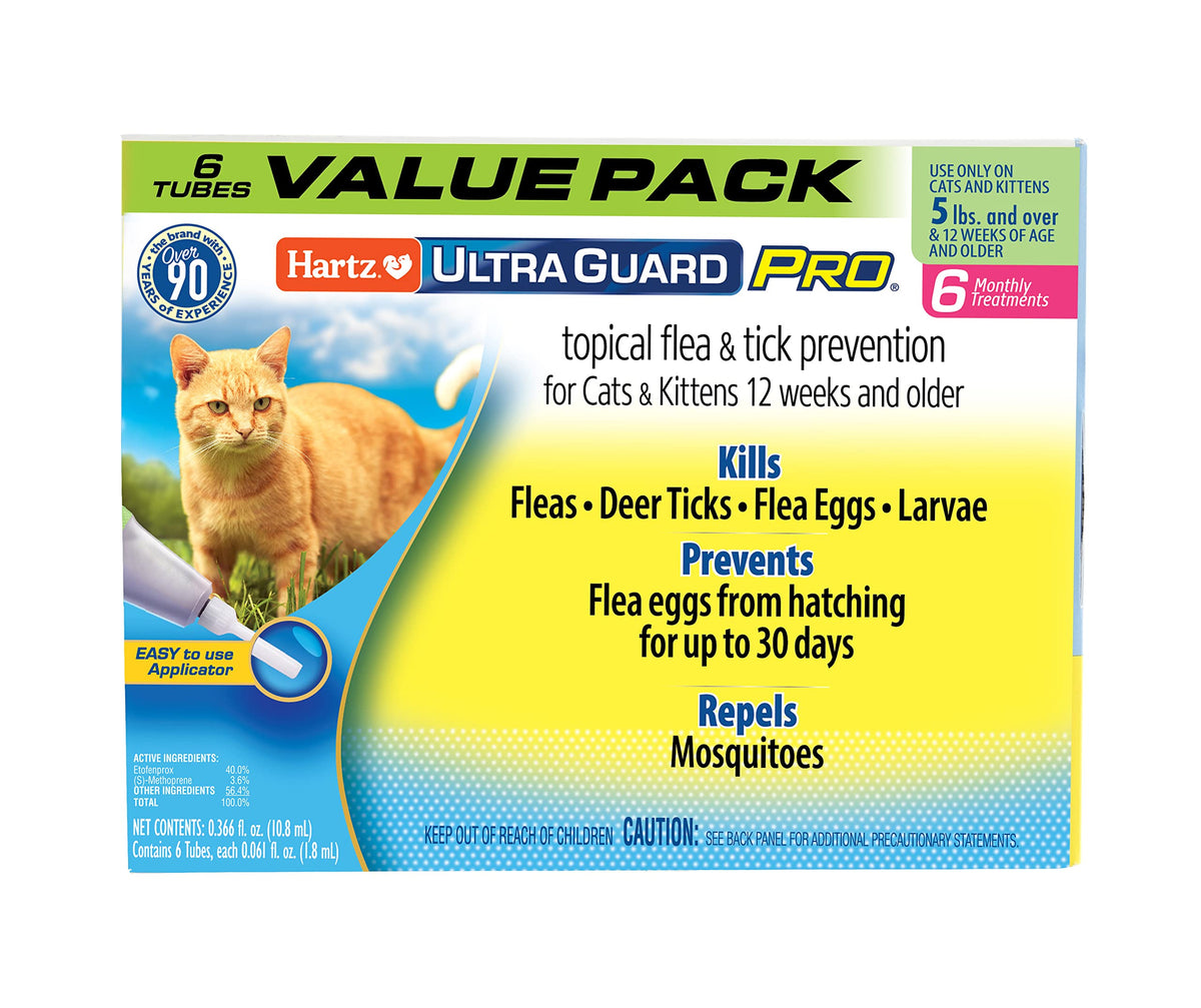 Hartz UltraGuard Pro packaging showing a three-month supply for cats