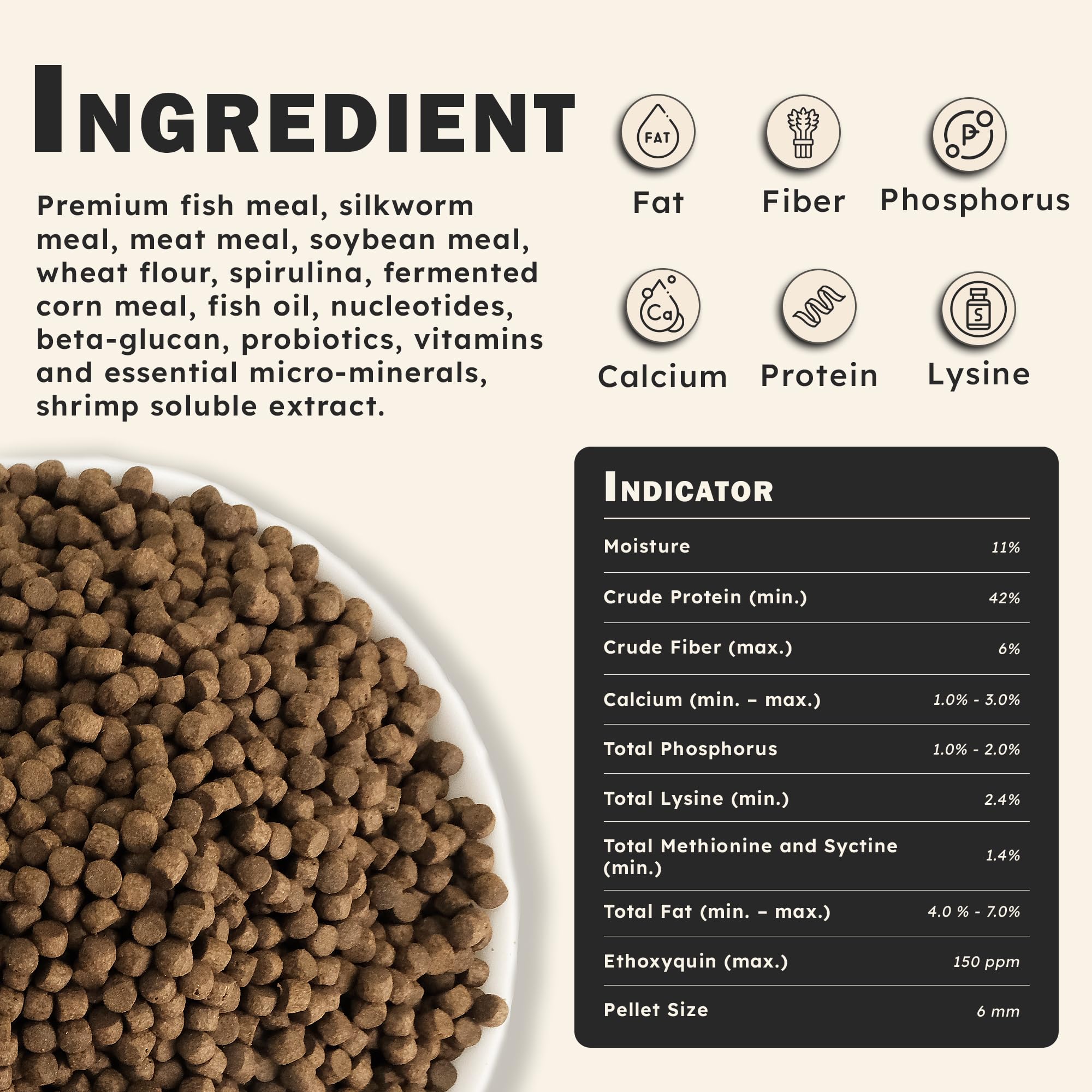 Close-up of HARUTO pellets showing texture for koi feeding.