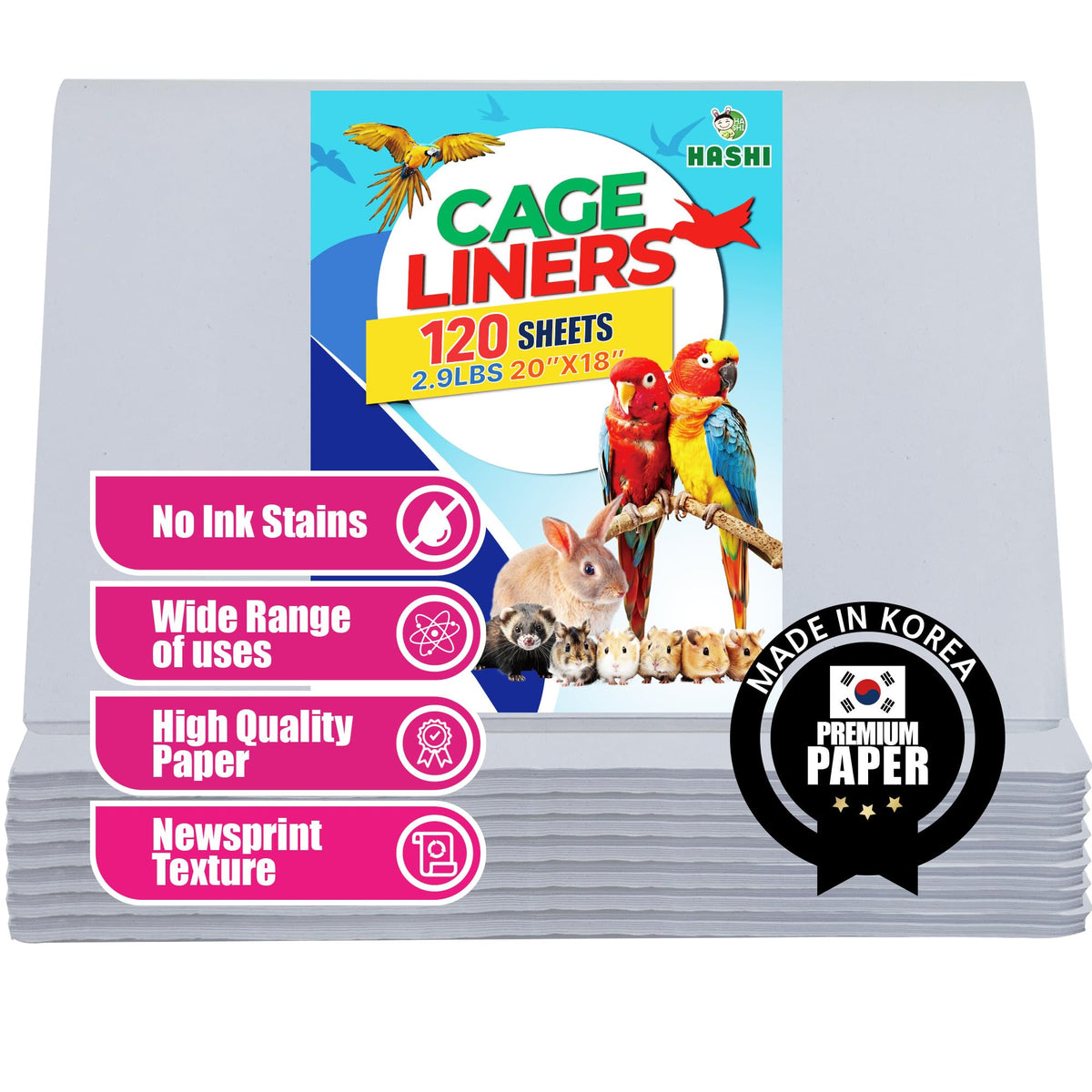 Hashi Bird Cage Liner 120 sheets for versatile cage customization and easy cleaning