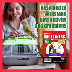 HASHI Bird Cage Liner placed inside a cage for quick changes.