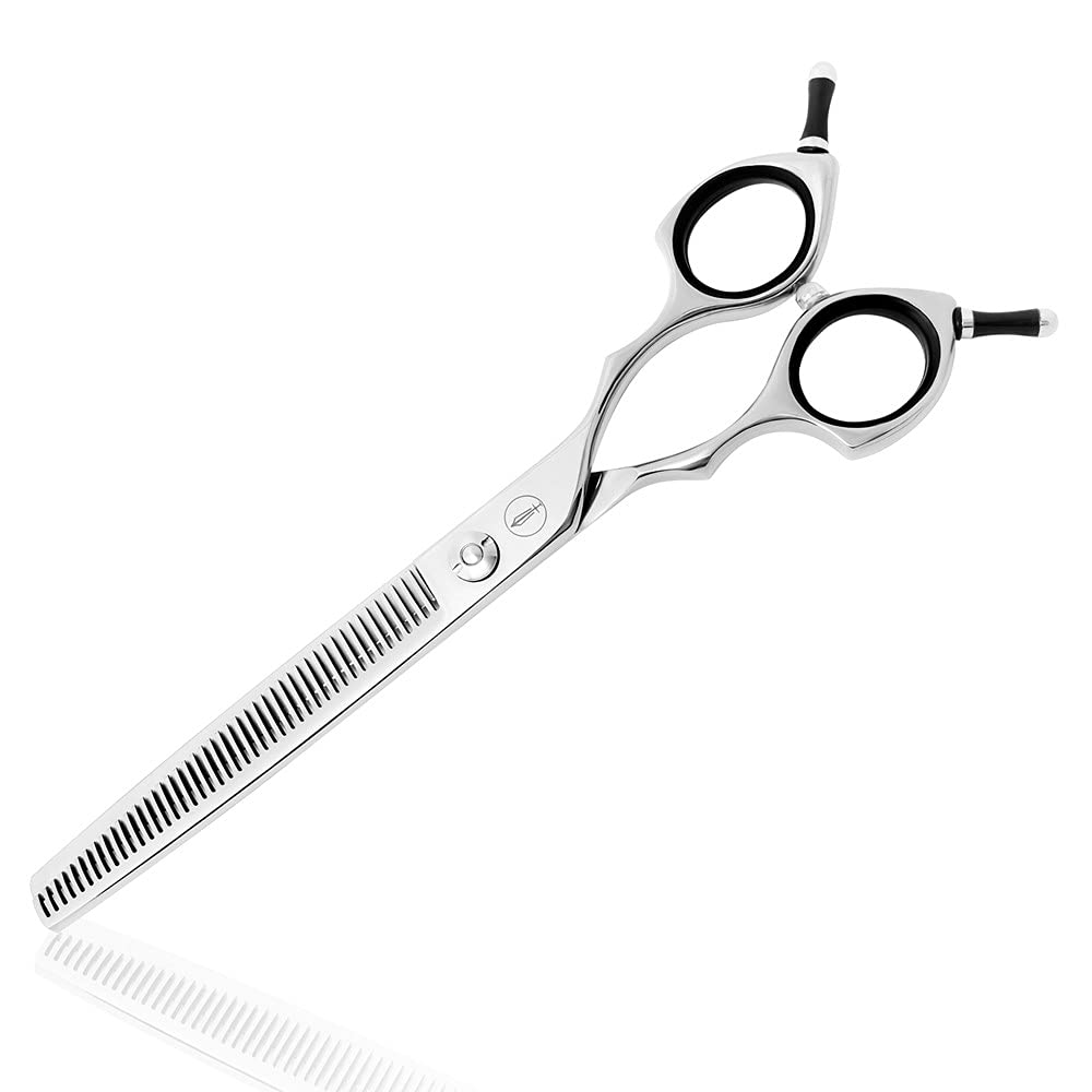 HASHIMOTO dog blending shears 45 teeth enable controlled thinning during grooming.