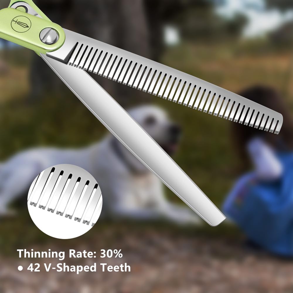 Hashimoto dog grooming shears with aluminum handle offers lightweight precision.