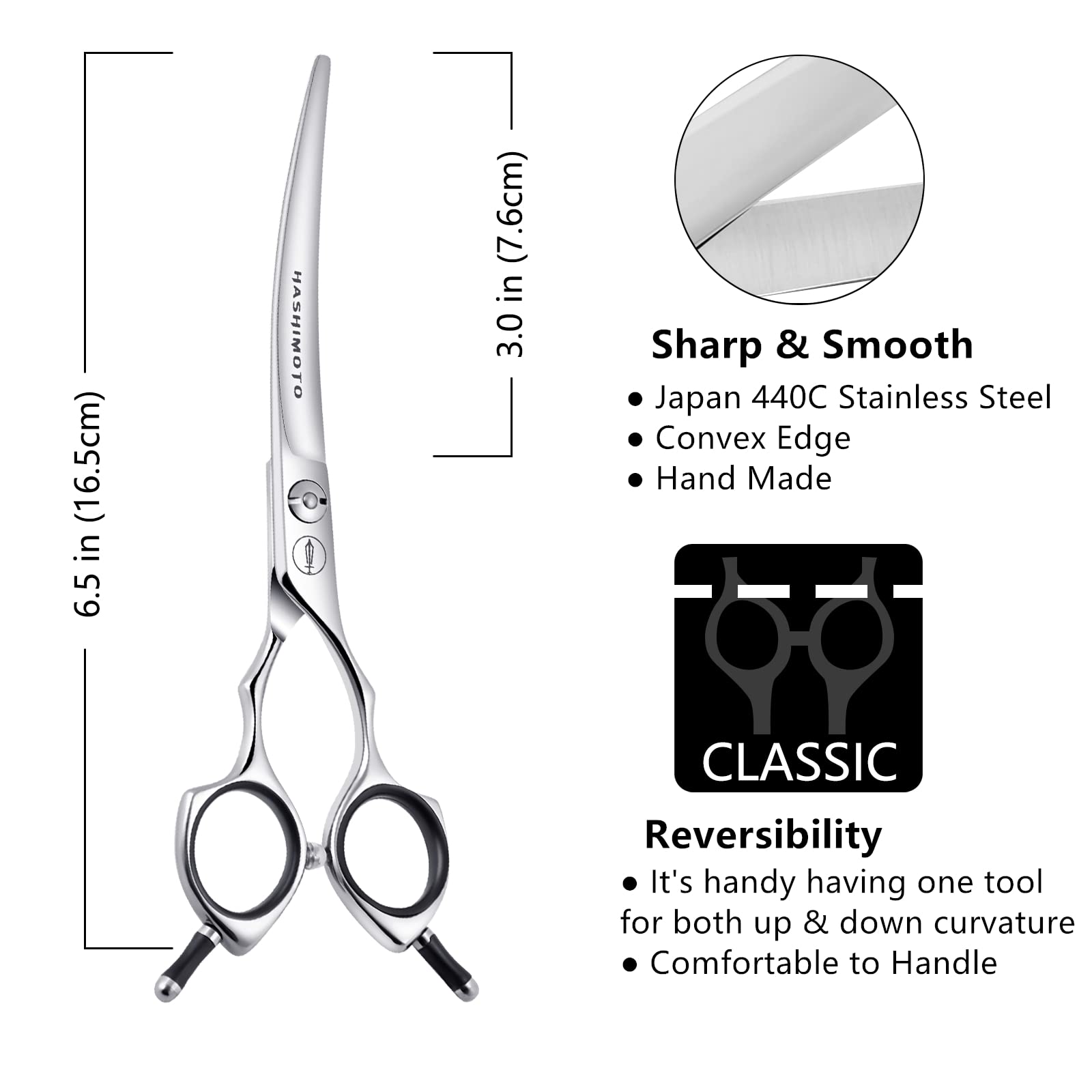 HASHIMOTO 6.5-inch pet shears offer smooth cuts and comfort