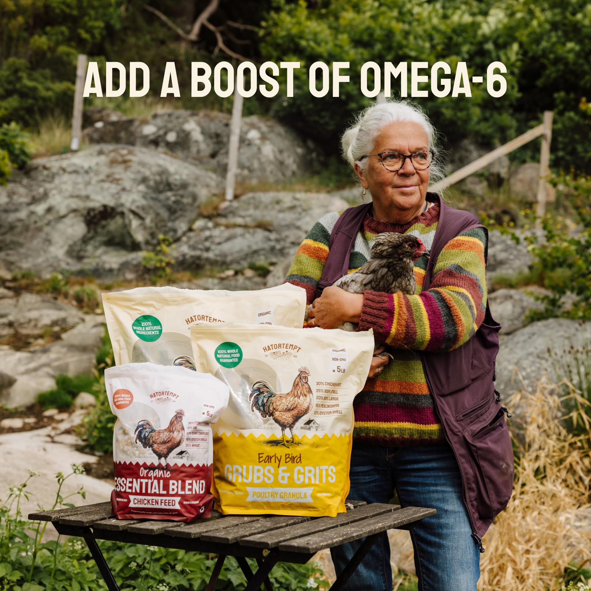 Hatortempt 10-pound bag provides convenient all-in-one poultry nutrition.