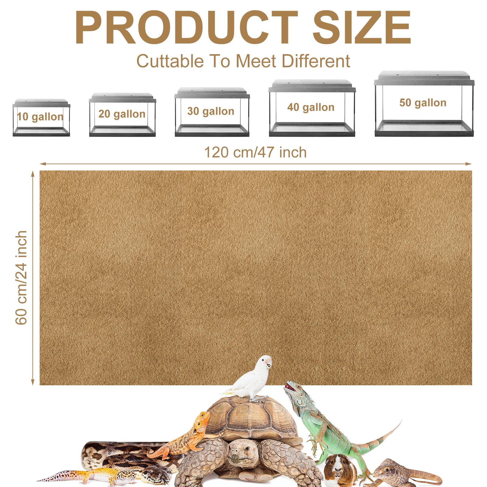 Haull reptile carpet textured surface improves grip for reptile feet.