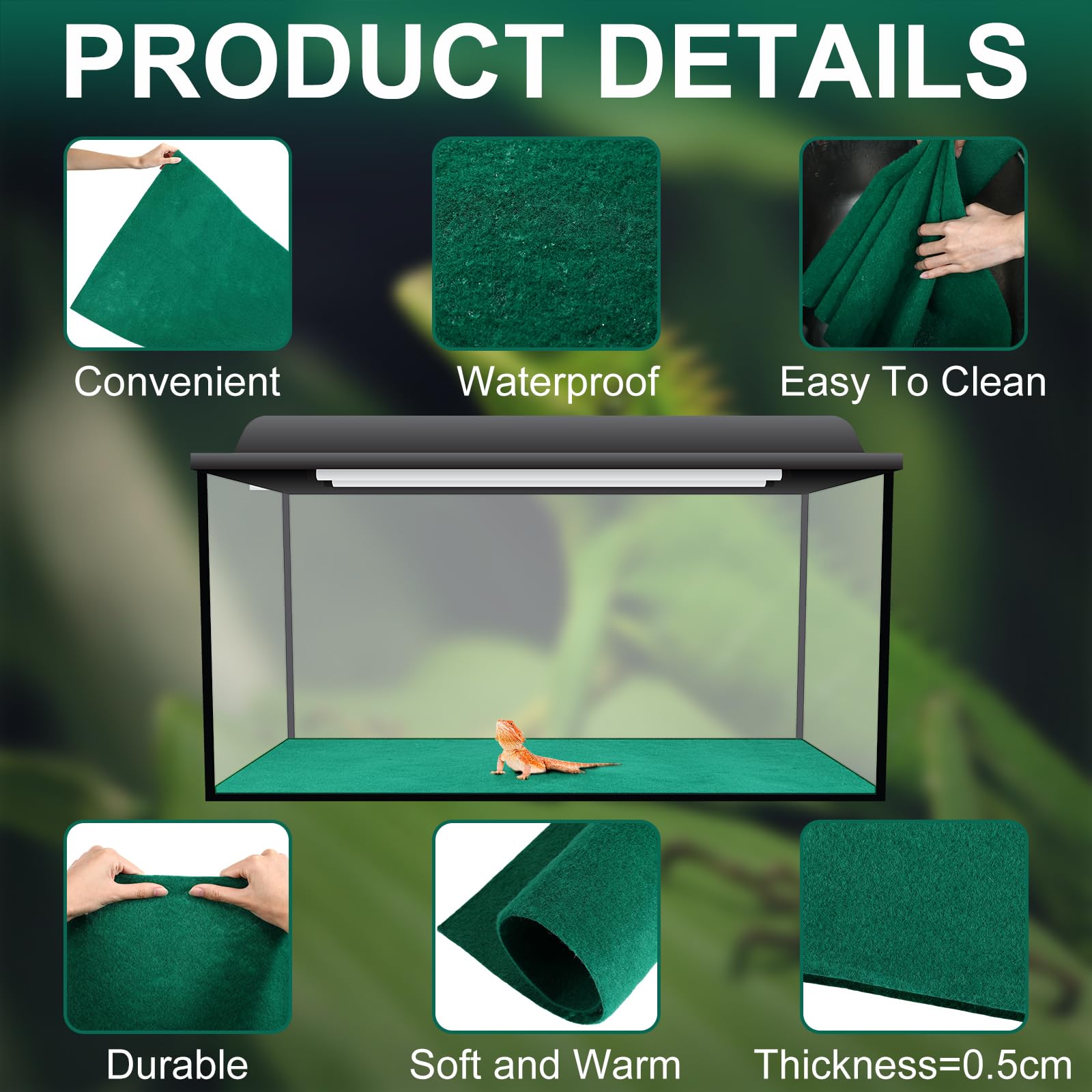 Haull reptile carpet reusable bedding ideal for frequent changes