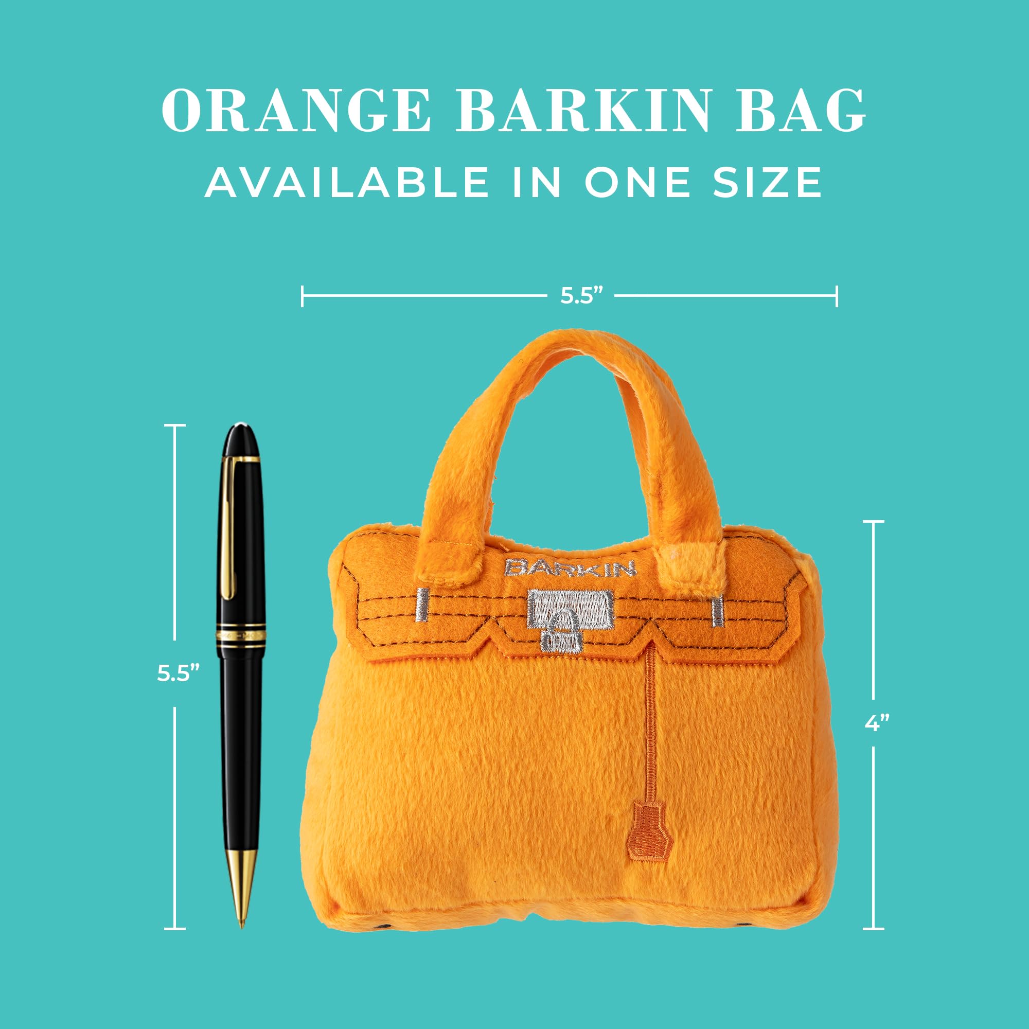 Bright orange Barkin Bag plush designed for visibility and fun.