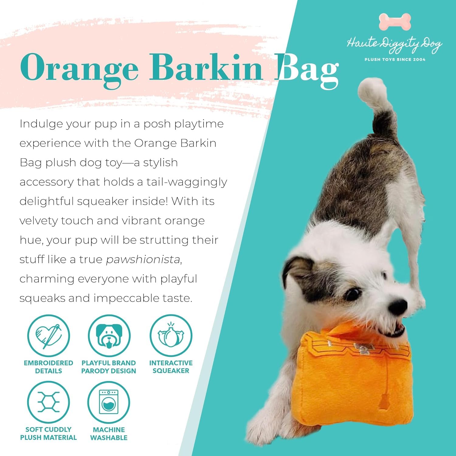 Embroidered details on Barkin Bag add a stylish, boutique look.