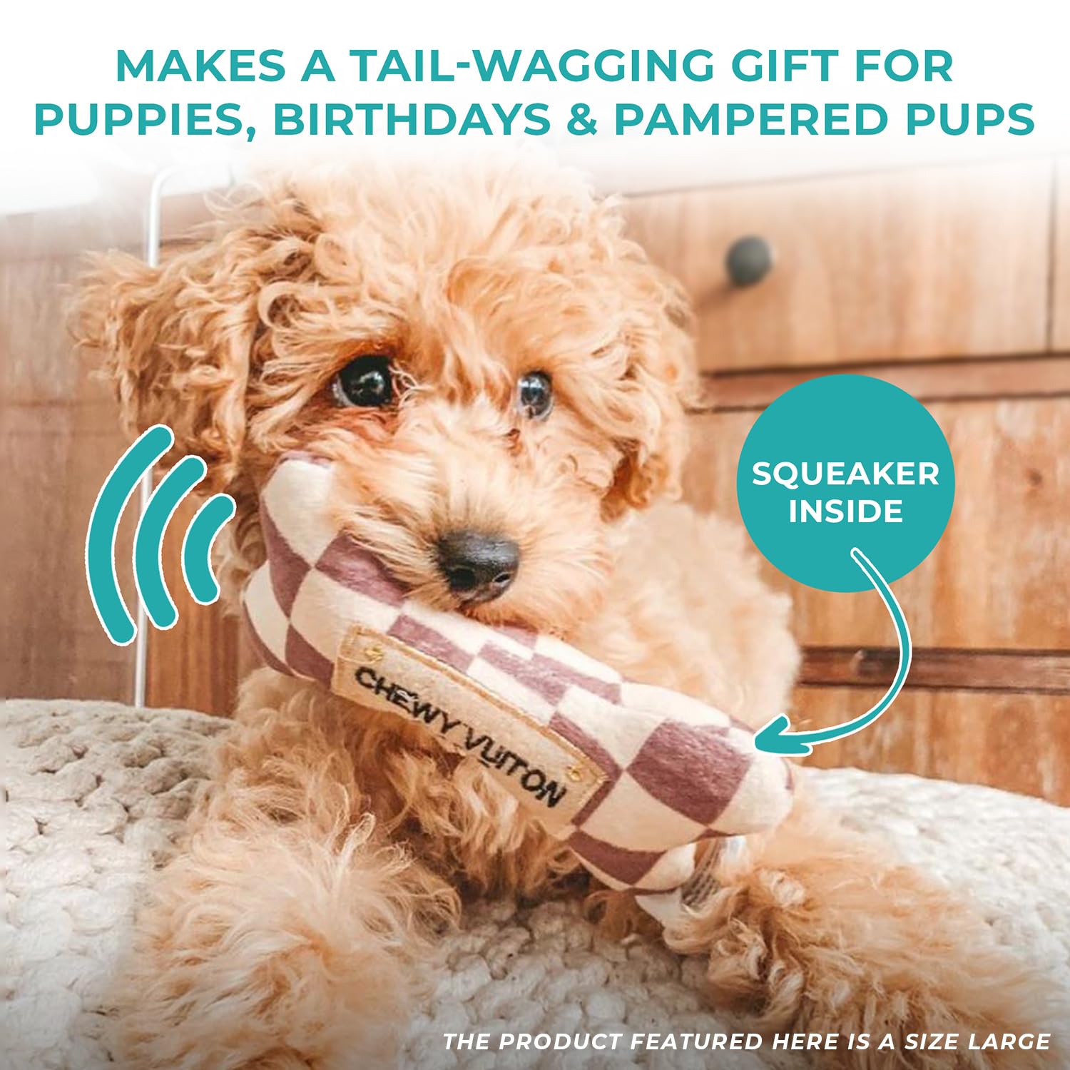 Haute Diggity Dog Chewy Vuiton bone toy built to last during play
