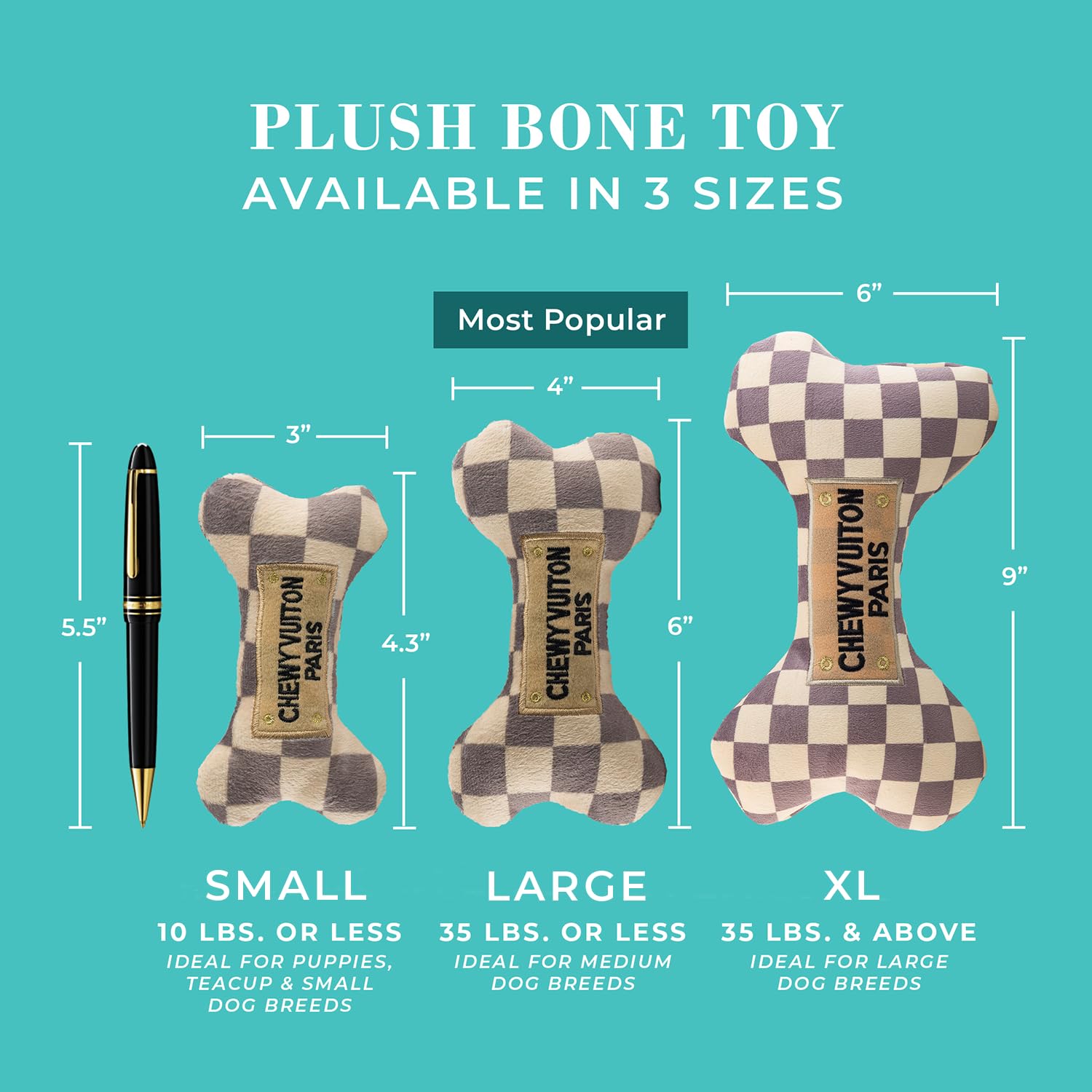 Haute Diggity Dog Chewy Vuiton bone toy squeaker inside sparks interactive play