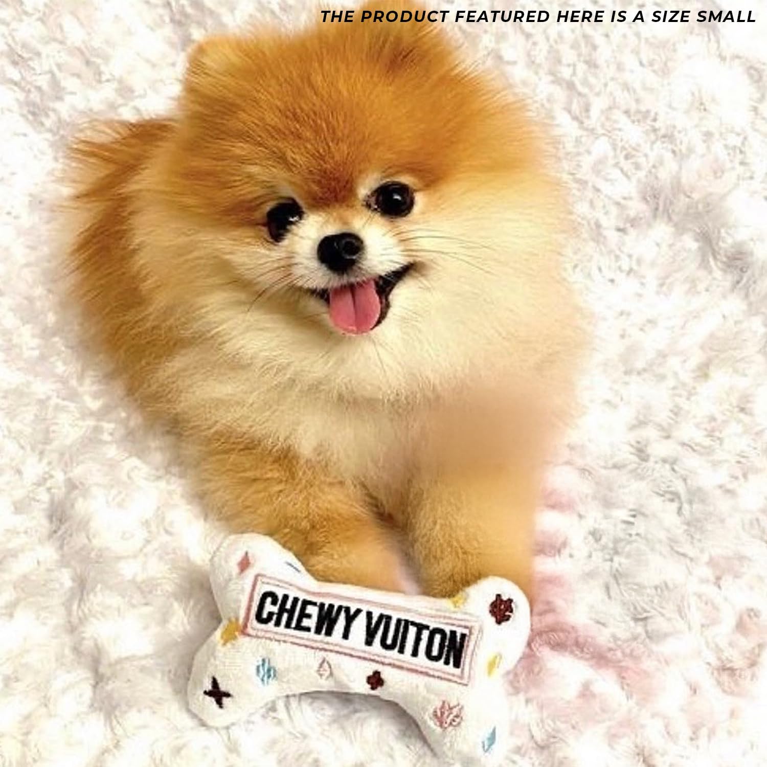 Machine-washable Haute Diggity Dog Chewy Vuiton Bone toy for easy cleaning