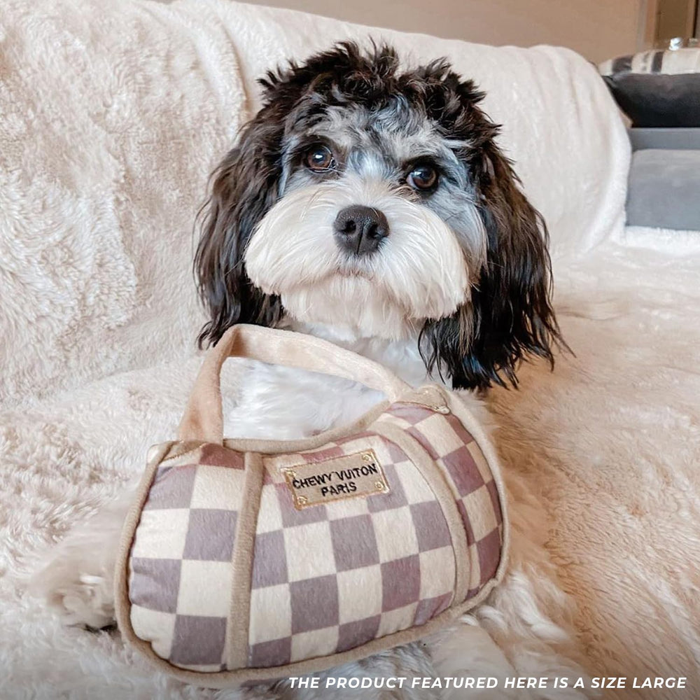 Haute Diggity Dog Chewy Vuiton Handbag designer-parody toy for playful novelty.