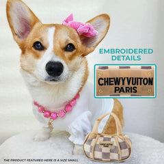 Haute Diggity Dog Chewy Vuiton Handbag soft-plush-material for cuddly comfort.