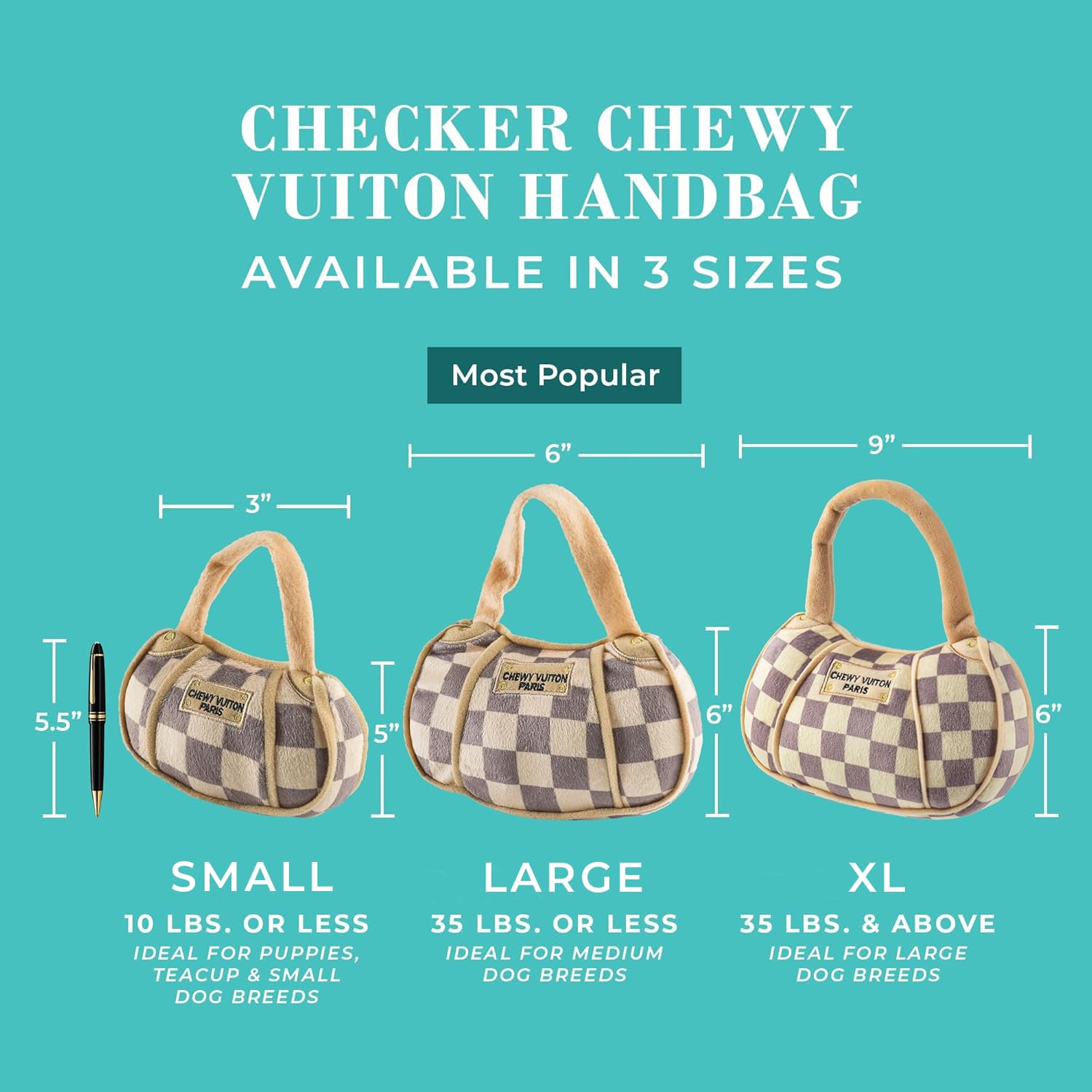 Haute Diggity Dog Chewy Vuiton handbag plush with squeaker for interactive play