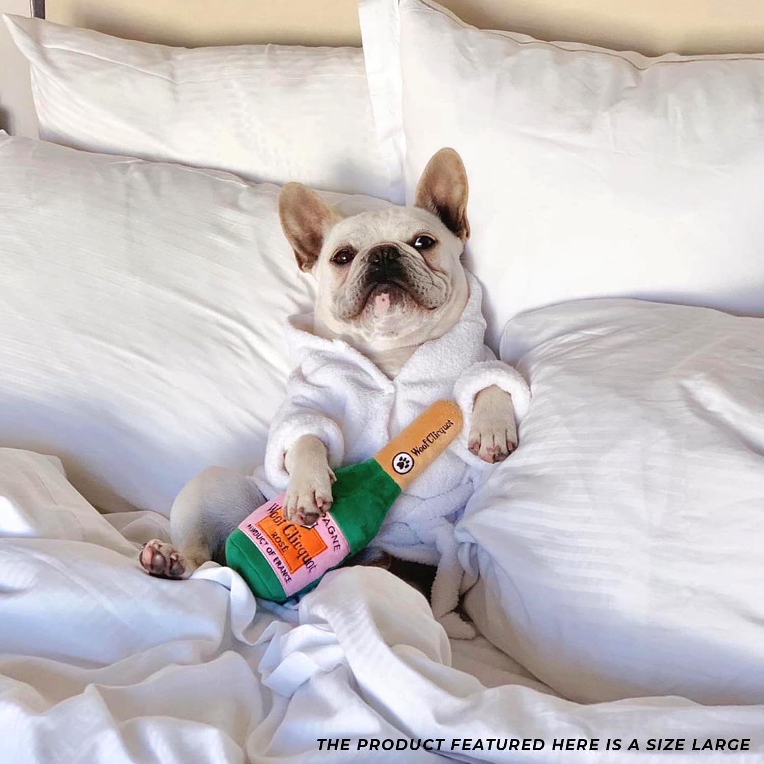 Haute Diggity Dog Woof Clicquot Rose machine-washable design makes cleanup easy.