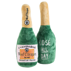 Haute Diggity Dog Woof Clicquot Rose squeaker detail boosts interactive fetch and tug play.
