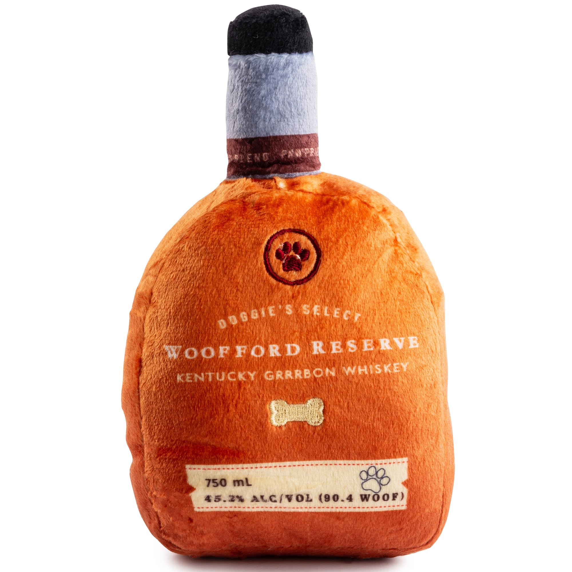 Haute Diggity Dog Woofford Reserve bourbon bottle toy for engaging fetch and playtime