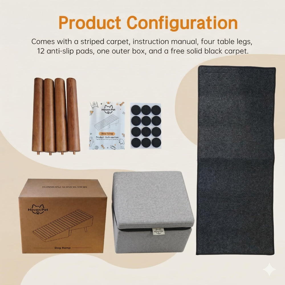 Haven Pet 2-in-1 dog ramp-safety-clean-carpet: replaceable, machine-washable for hygiene