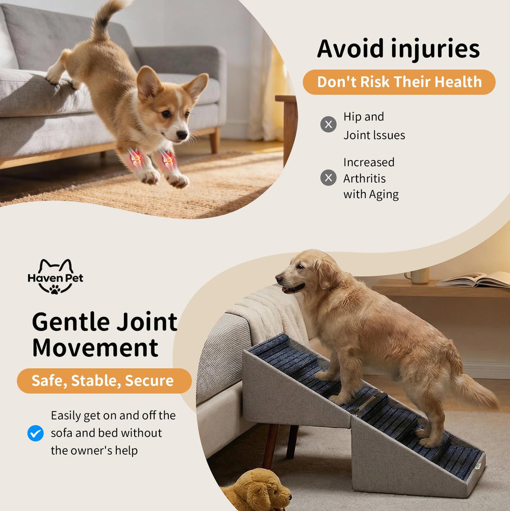 Haven Pet solid wood frame supports up to 400 lbs with stability.